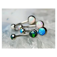 1pc 14g stainless steel navel piercing opal belly ring belly body jewelry crystal rhinestone belly button rings navel button