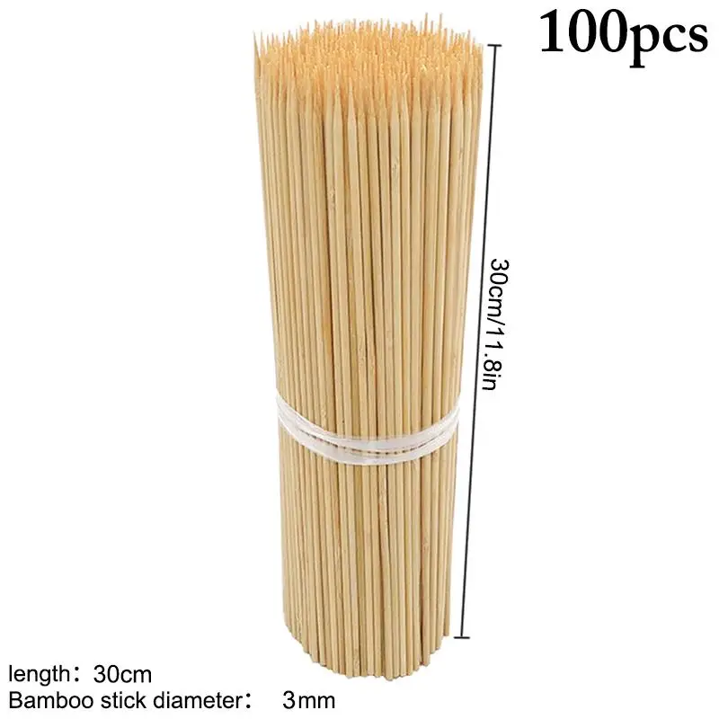 

30cm 100pcs Bamboo Wooden BBQ Skewers Food Bamboo Meat Tool Barbecue Party Disposable Long Sticks Catering Grill Camping