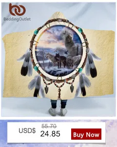 Постельные принадлежности Outlet Ловец снов Комплект постельного белья Королева 3D Волк Печатный пододеяльник волки постельное белье 3 шт. перья Племенной домашний текстиль