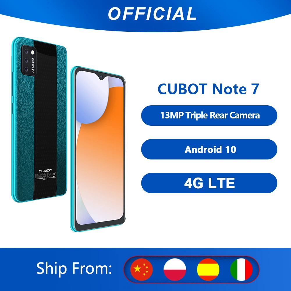 Cubot Note 7 смартфон AI тройные камеры 13 МП Поддержка Распознавания лица 5,5