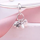 Ювелирные изделия из стерлингового серебра 925 пробы, подвеска для детской обуви и бусины в виде детских бутылочек, подходят для оригинальных женских ювелирных украшений