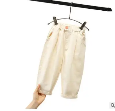 Брюки для девочек весна 2020 корейские детские брюки яркие облегающие бежевые и