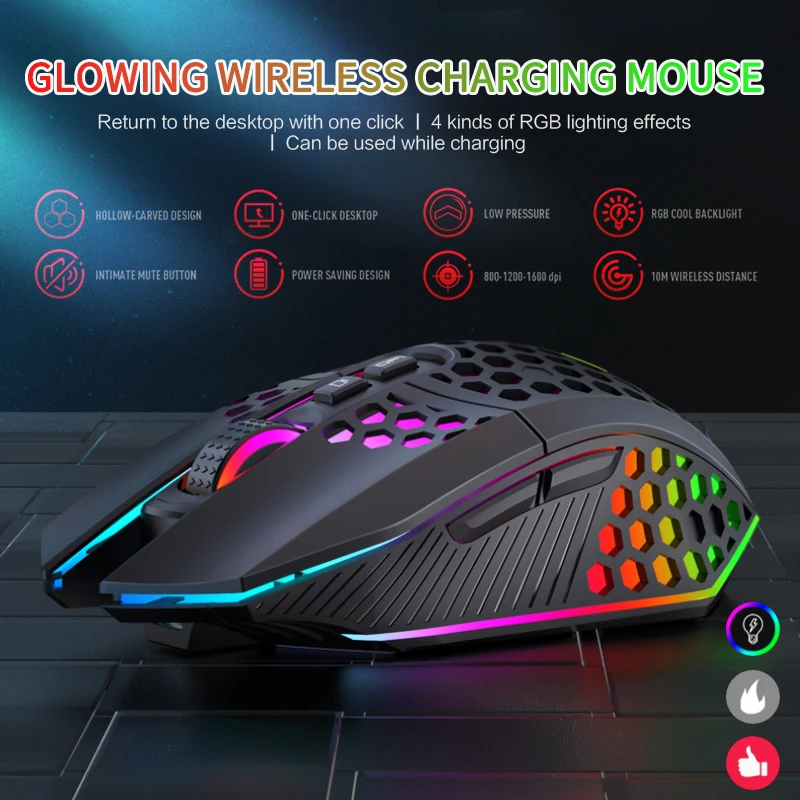

Мышь игровая X801, 2,4 ГГц, 800/1200 DPI, Беспроводная зарядка