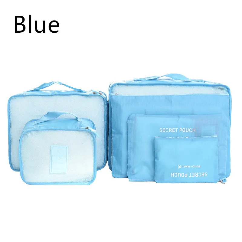 Blue Aprince упаковочный пакет для одежды багаж сумка для хранения сумку для хранения вешей вашего малыша; 6 шт./компл. Костюмы Органайзер Сетчатая Сумка - Color: Blue