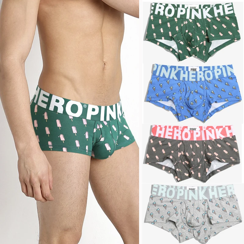

New Pink Heroes Cotton Men Boxer Shorts Fashion Underwear High-quality Men Panties Male Underpants Comfortable