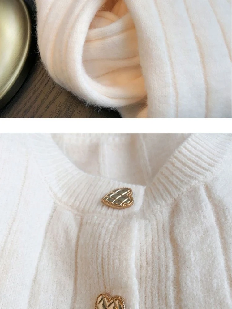 

2021 new Korean soft waxy round neck knitted cardigan women's spring and autumn solid color loose women's sweater coat