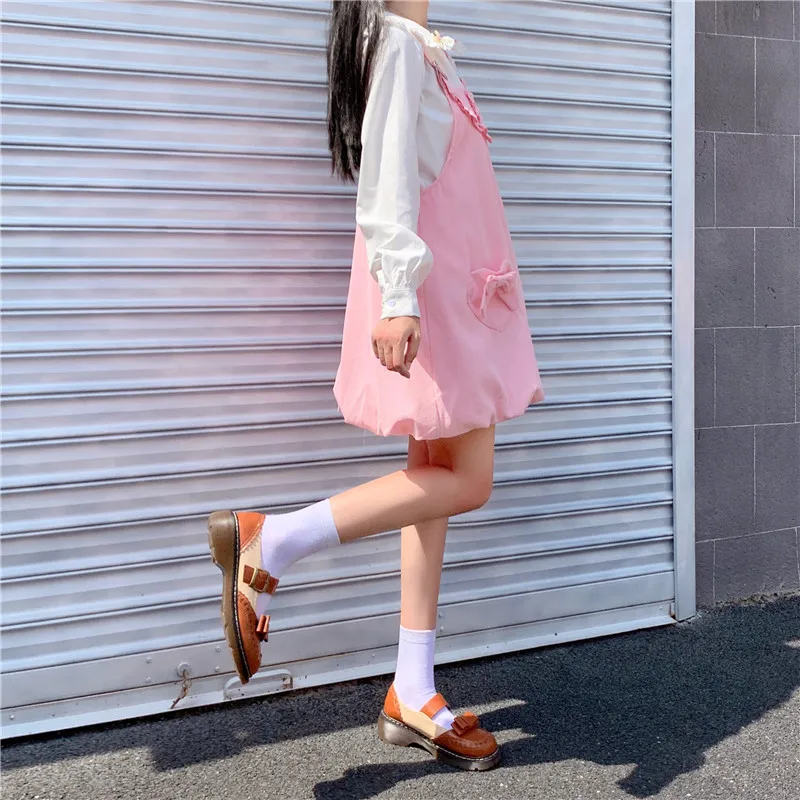 

Japanese Soft Girl Sweet Cute Corduroy Dress Women Lolita Kawaii Ruffle Pink Strap Dress Teen Autumn Sleeveless Vintage Overalls