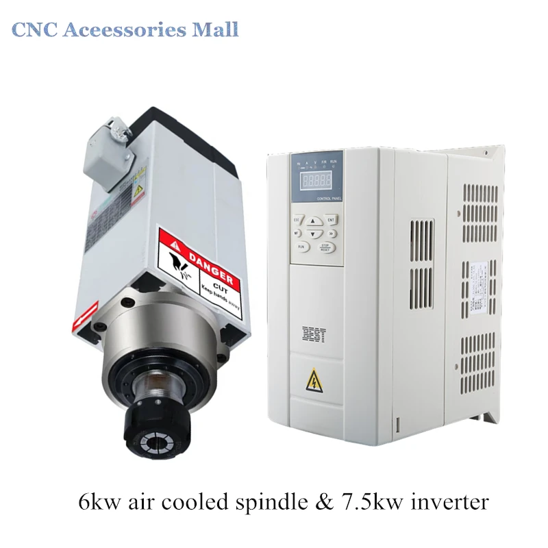 Комплект шпинделя 6 кВт ER32 электродвигатель с воздушным охлаждением и инвертор