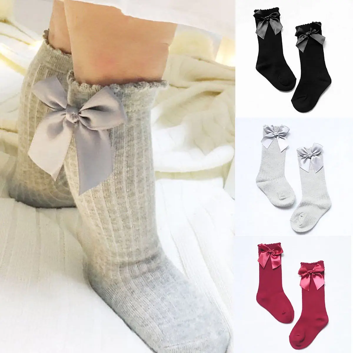 

Для младенцев, одежда для малышей, колготки для девочек Гольфы с бантом Гольфы Симпатичные Повседневное носки для девочек носки для 0-4Years