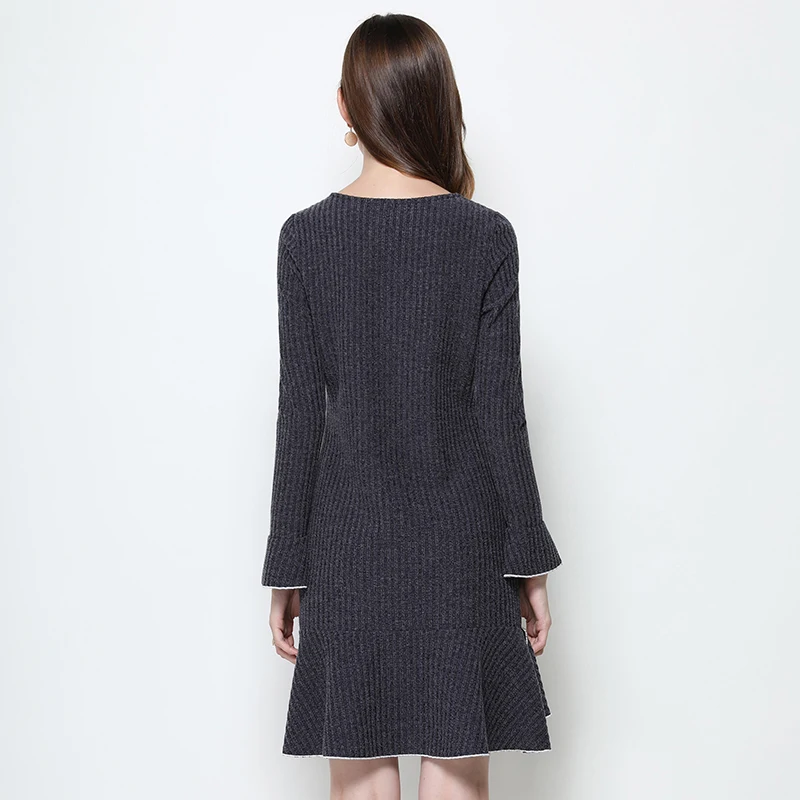 EC.MS Женское Платье Falbala белый доллар воротник крышка живота Bodycon платья | Женская