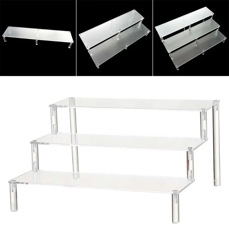 

Single/Double/Three Tier Ladder Acrylic Action Figures Display Rack Toy Model Showing Stand Doll Storage Shelf