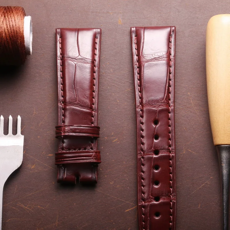 Ремешок сменный из крокодиловой кожи для IWC черный браслет наручных часов с