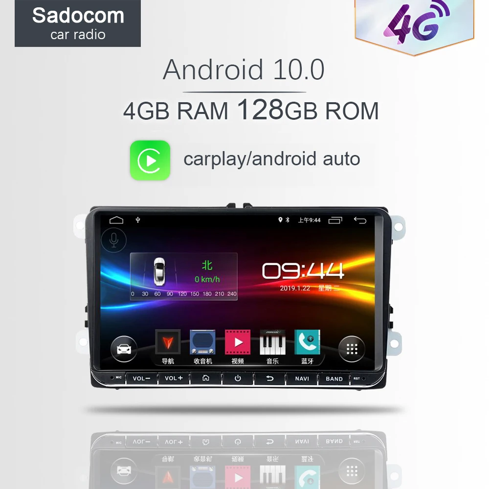 Автомагнитола 4G LTE 9 дюймов Android 10 0 64 ГБ 4 Гб ОЗУ DVD для VW SKODA GOLF 5 Golf 6 POLO PASSAT B5 B6 JETTA
