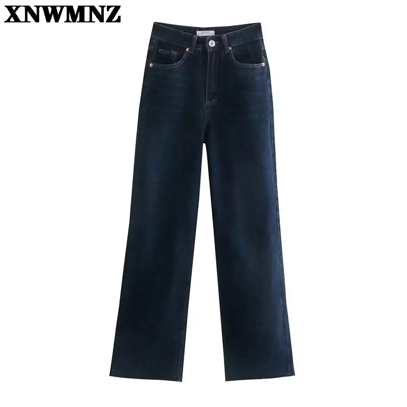 

XNWMNZ Spring autumn Blue Jeans Women High Waist Denim Mujer Pantalones 2021 Fashion Wide Leg Korean Style Trousers