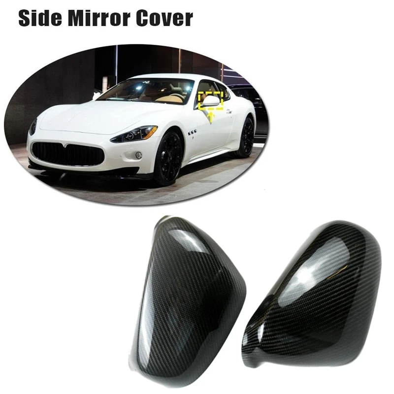 

For Maserati Quattroporte GT GTS 2007-2018 Real Carbon Fiber Side Rear View Mirror Cover Trim Side Wing Mirror Caps