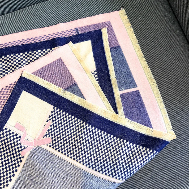 

Winter Cashmere Neck Scarf for Women Fashion Patchwork Print Pashmina Scarfs Female Luxury Shawls Wraps Long Scarves For Ladies