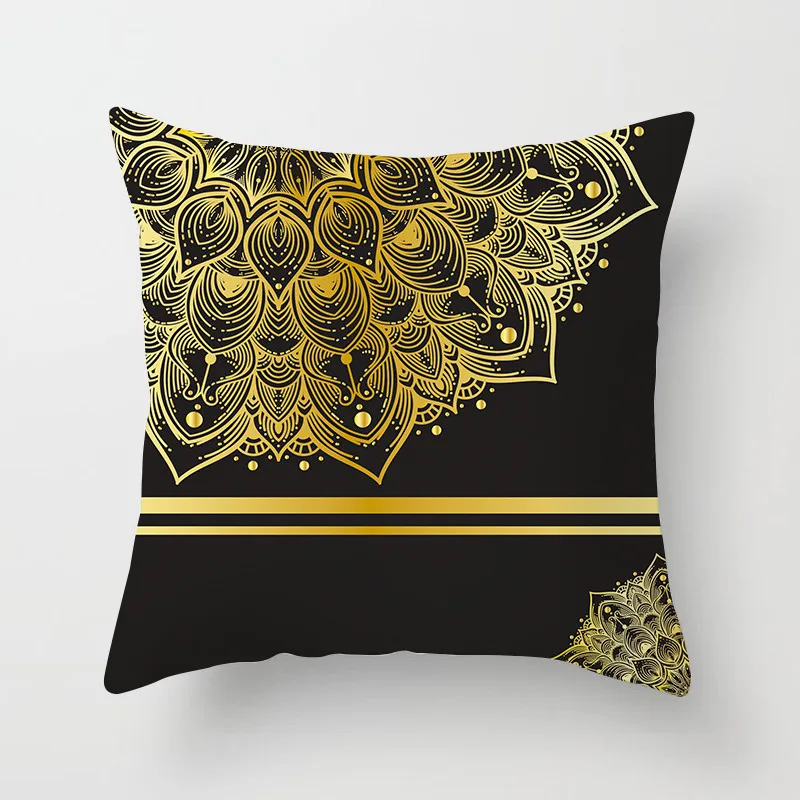 Чехол для подушки Fuwatacchi в Южноазиатском стиле мандала Золотой геометрический