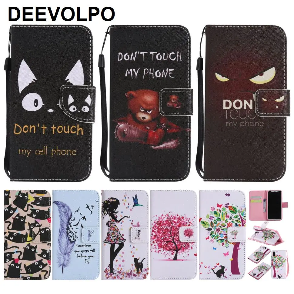 

Cute Cover For iPhone 11 Pro Max SE 2020 X XS XR 8 7 6S 6 Plus 5S 5 Book Case Leather Wallet Card Slot Capa Cat Bear Girl DP06F