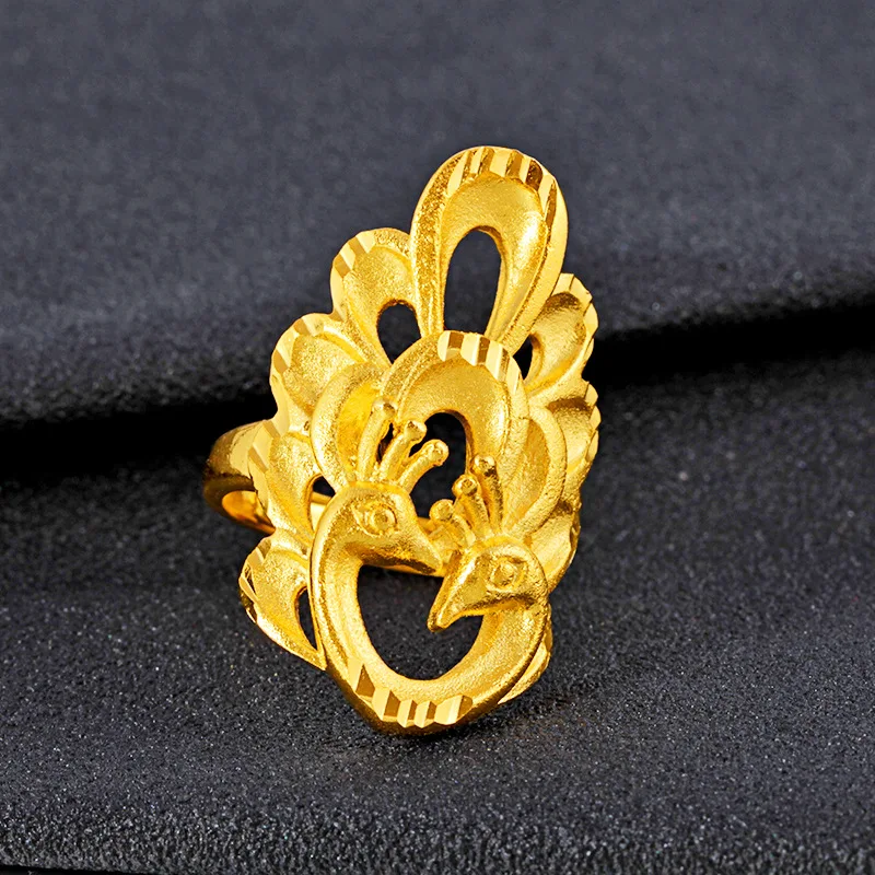 

24k Pure Gold Phoenix Ring gold 585 Jewelry Wedding Engagement Party Party Gifts Adjustable Rings Gift Women's ring 2020 trend