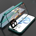 Двухсторонний стеклянный магнитный металлический чехол для телефона IPhone 13 Pro Max 11 12 Mini XS XR 7 8 Plus Защита объектива камеры Магнитный чехол
