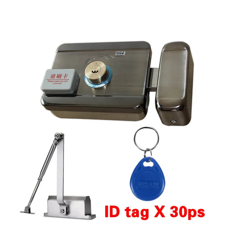 

KINJOIN 30 Tags Door&Gate Lock Access Control System Electronic Integrated RFID ID Reader Door Rim Lock With 25-50kg Door Closer