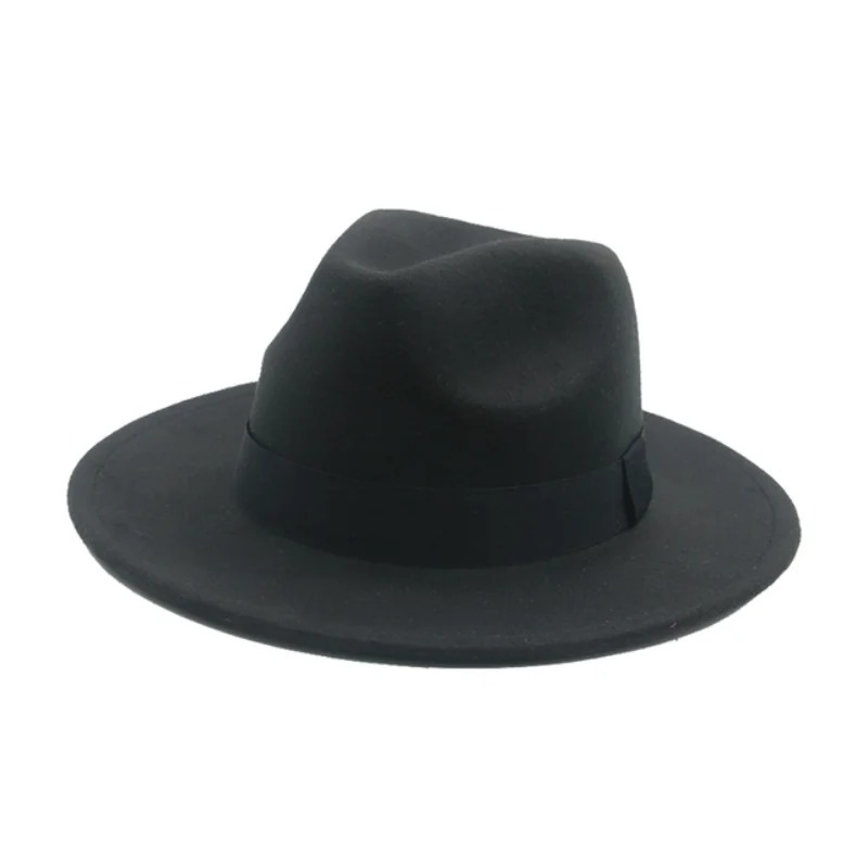 

Autumn and winter ladies new big brim hat Korean fashion woolen jazz hat British style top hat