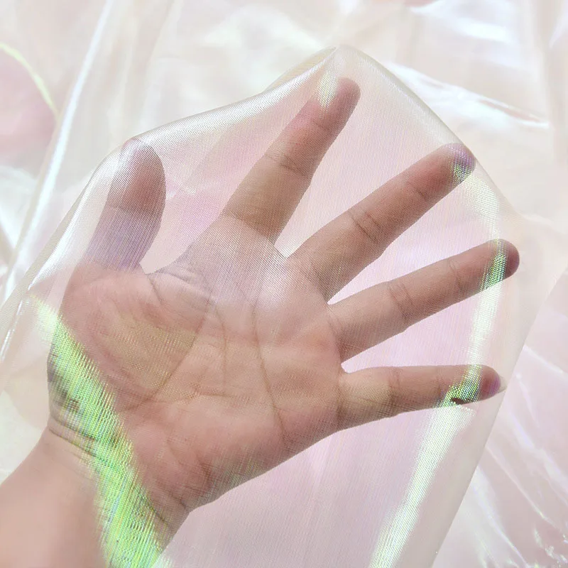 Прозрачная голографическая ткань вуаль дизайнерская флуоресцентная красочная