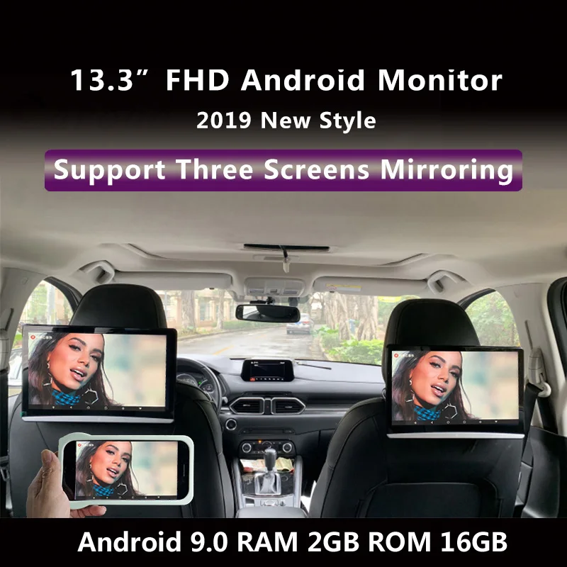 Монитор на подголовник автомобиля 13 3 дюйма Android 10 0 4K 1080P Wi Fi/Bluetooth/USB/SD/HDMI/FM/Mirror