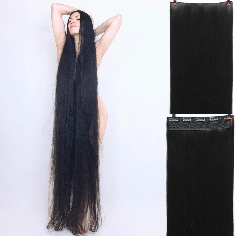 WEILAI Female Long Straight Hair Invisible Seamless Long Hair Piece Wig Piece Simulation Hair Replacement Hair Piece