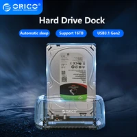 orico transparent hdd docking station type c usb3 1 gen2 10gbps external hard drive docking station for 2 53 5 hdd ssd