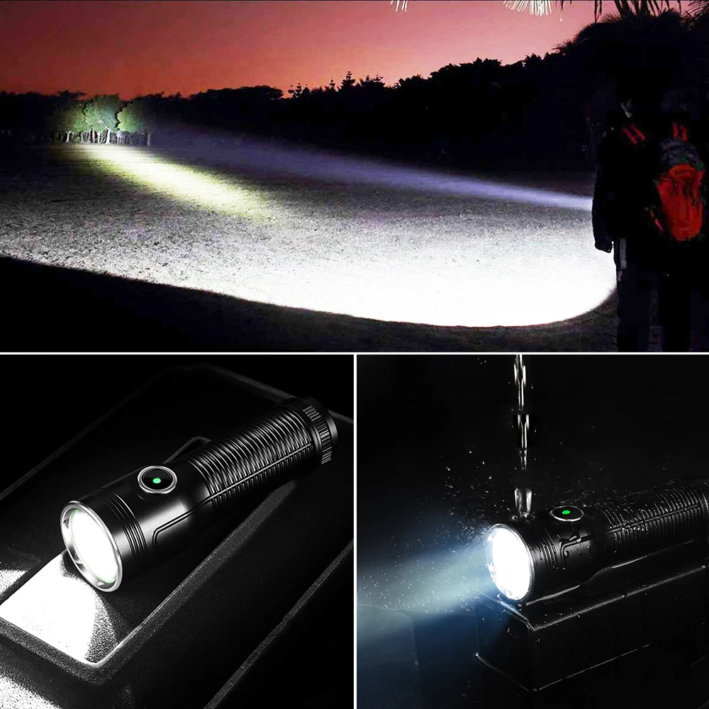 Powerful Luminus LED Flashlight USB Rechargeable Tactical Torch Waterproof Fishing Lamp use 26650 Large Capacity Lithium Battery | Лампы и
