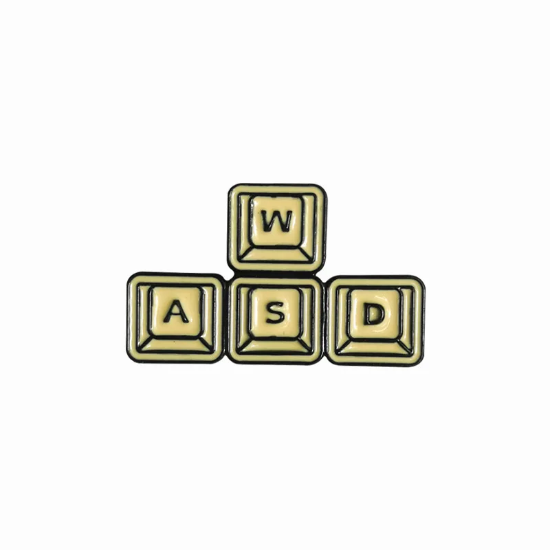 WASD keyboard enamel pin game keys tablets brooches gift icon Denim Jeans Pin badge button lapel pins for clothes | Дом и сад