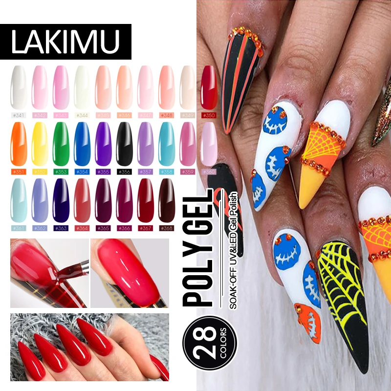 Розовый и белый цветной полигель для ногтей неоновый термальный 28 цветов s