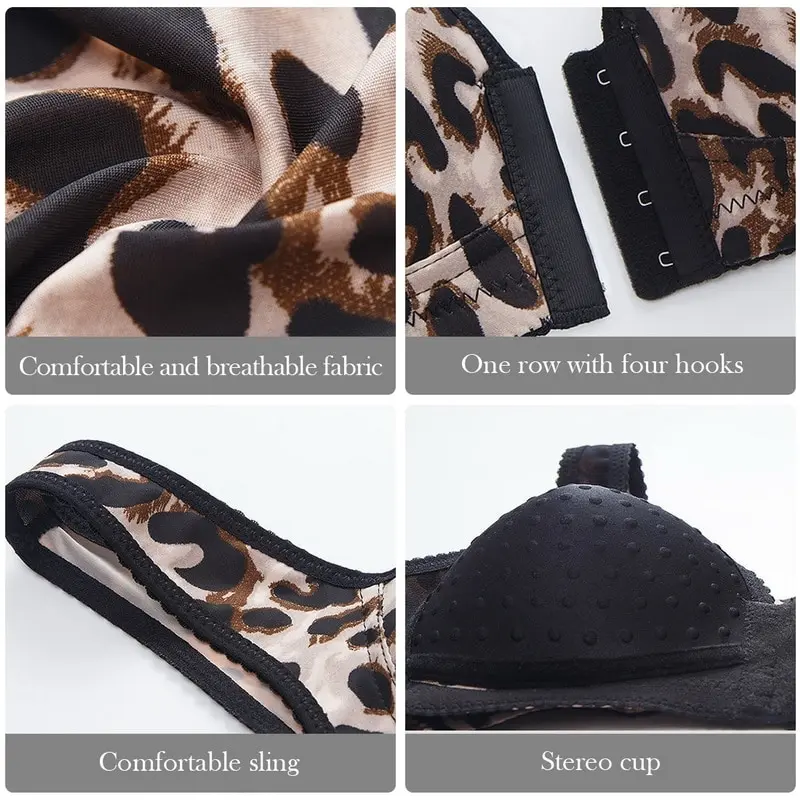 Бюстгальтер женский с леопардовым принтом тонкое нижнее белье застежкой спереди