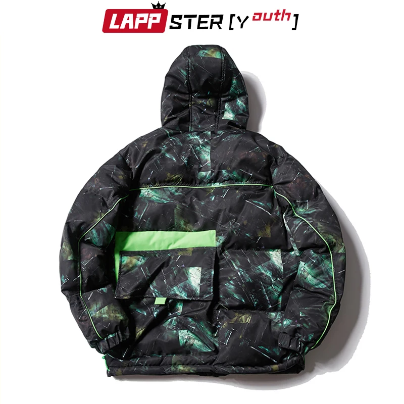 LAPPSTER-Youth Мужская забавная уличная Камуфляжная парка зимняя мужская куртка толстые пальто с капюшоном Мужские корейские карманы Дизайнерская одежда