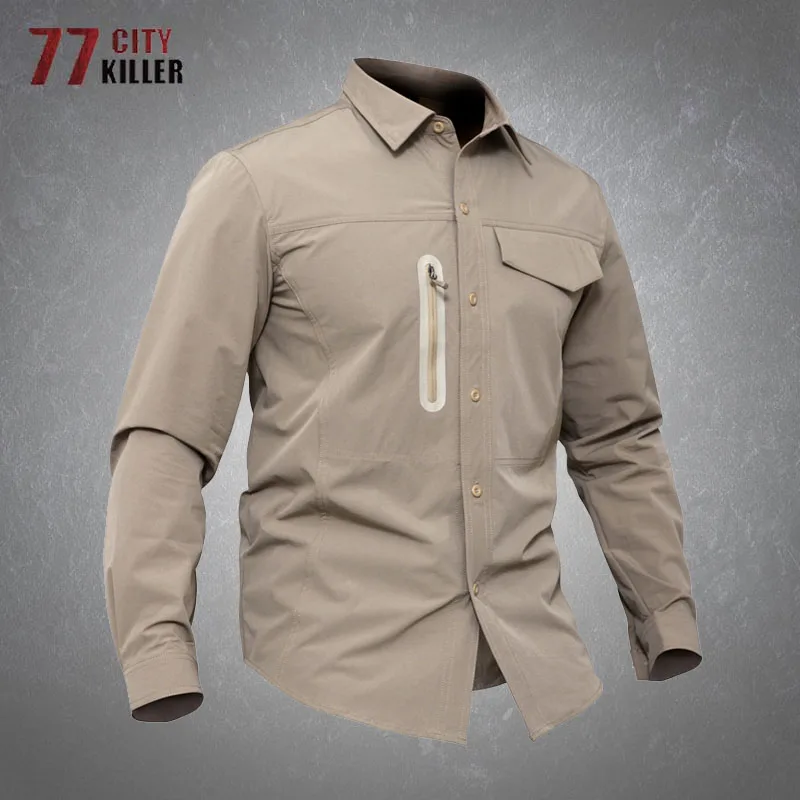 

Рубашка мужская быстросохнущая эластичная с длинным рукавом, военная уличная боевая, дышащая тактическая Повседневная однотонная, в стиле милитари