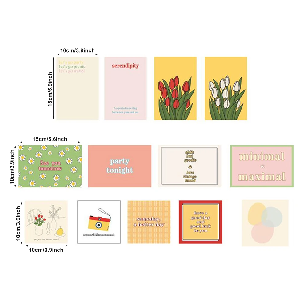 

13 Sheets Photography Props Multifunction Wall Sticker Photo Decoration Card Set Art Paper Printed Korean Style Postcard DIY