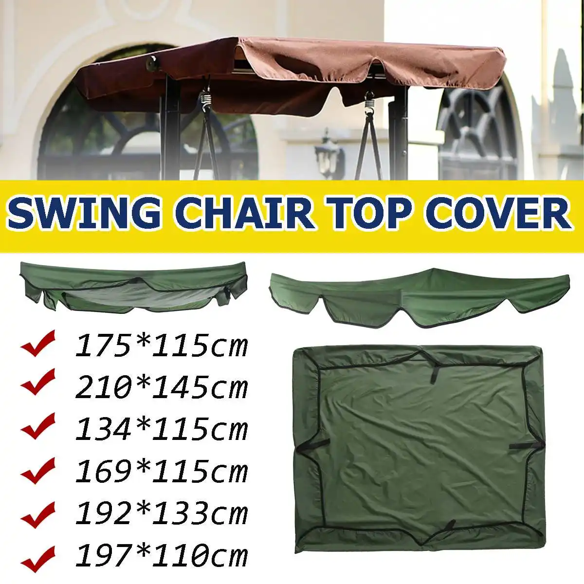 

Anti-UV Waterproof Swing Chair Top Cover Canopy Replacement for Garden Courtyard Outdoor Hammock Canopy Swing Chair Awning