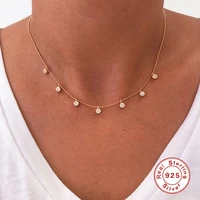 aide small round zircon pendant necklace for women minimalist wedding party gift chain choker silver 925 jewelry bijoux femme