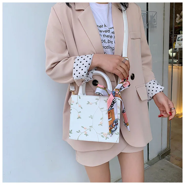 Кружевная женская сумка новинка 2019 корейская модная через плечо с шарфом|Сумки