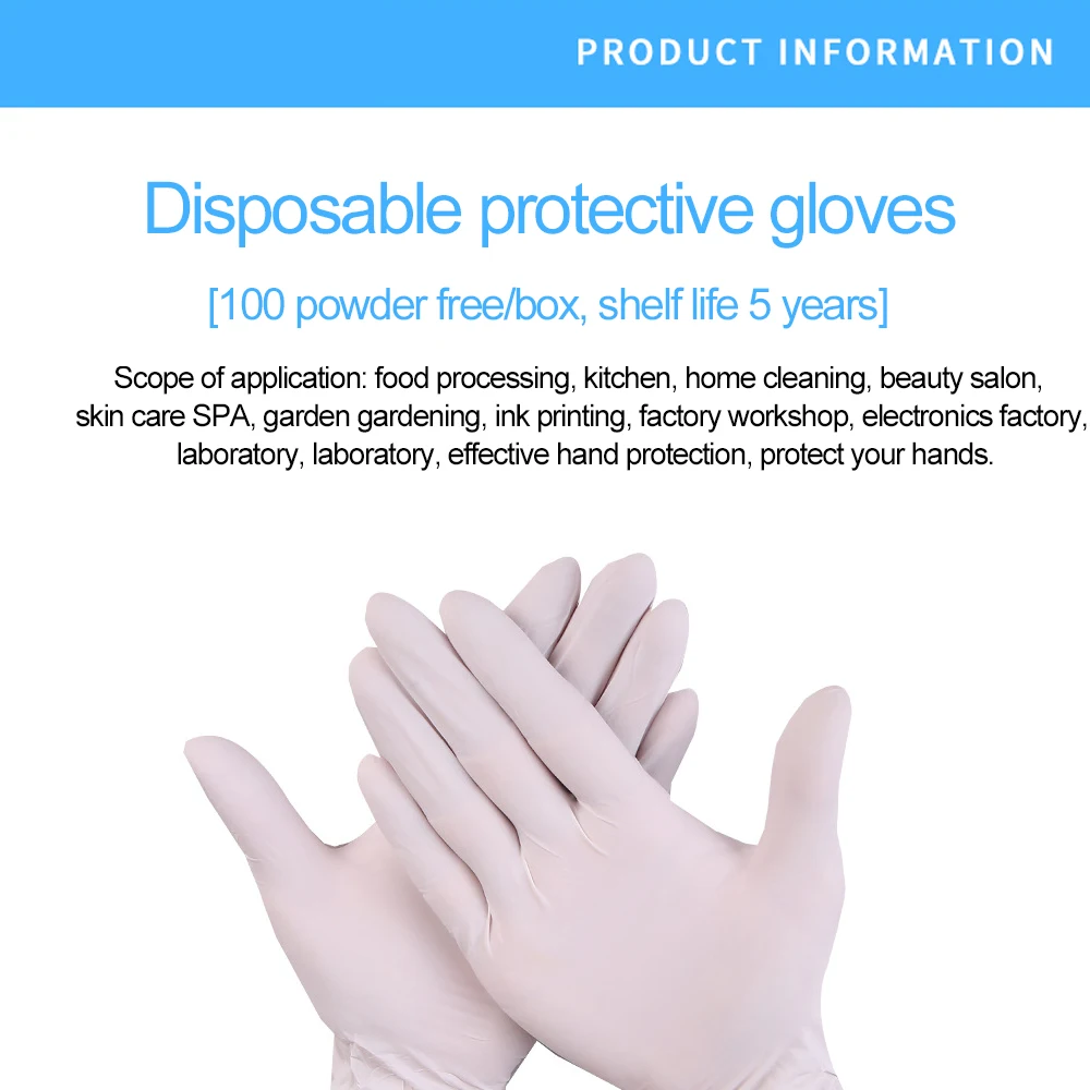 Одноразовые перчатки 100 шт нитриловые водонепроницаемые латексные многоцелевые