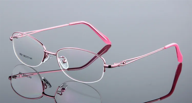 Women Optical Titanium Alloy Eyeglasses Frame for Men Eyewear Flexible Temples Legs IP Electroplating Alloy Spectacles - Цвет оправы: Pink