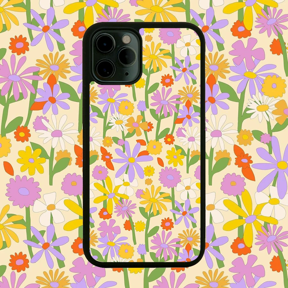 

Hand painted flowers Silicone PC+TPU featured smartphone case for iphone 6S 7 8 Plus X Xs Max XR 11 12 Pro SE 2020 hard cover