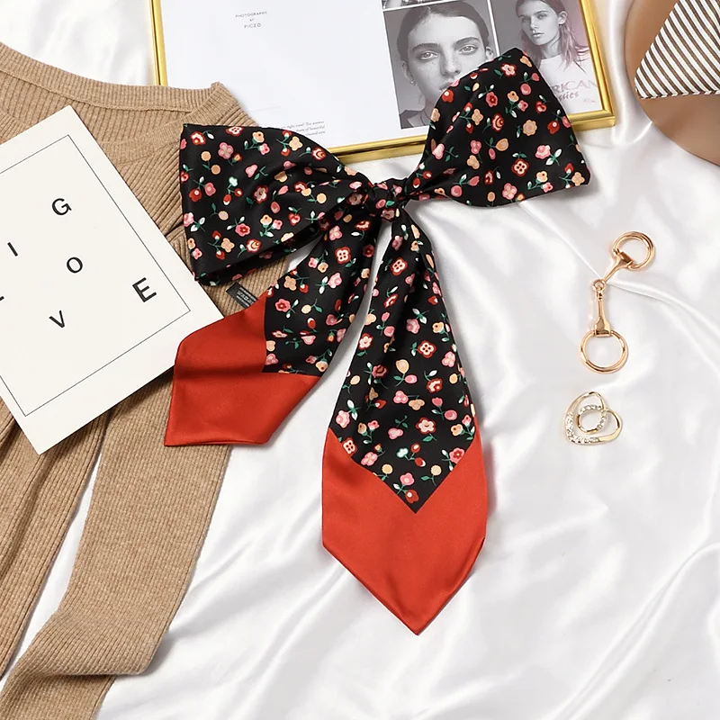 

Универсальный маленький шарф в клетку с буквами и цветочным принтом, новинка, модные шарфы, Женская повязка для волос, декоративный шейный платок, галстук, оптовая продажа