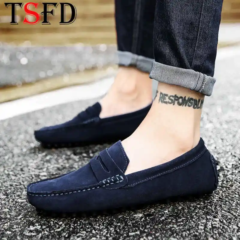 

Low Top Mens Shoes Casual Brown Slip-on Sneakers Men Summer Large Size Shoes 2021 Leather Driving Shoe Ultralight Man Loafers H1