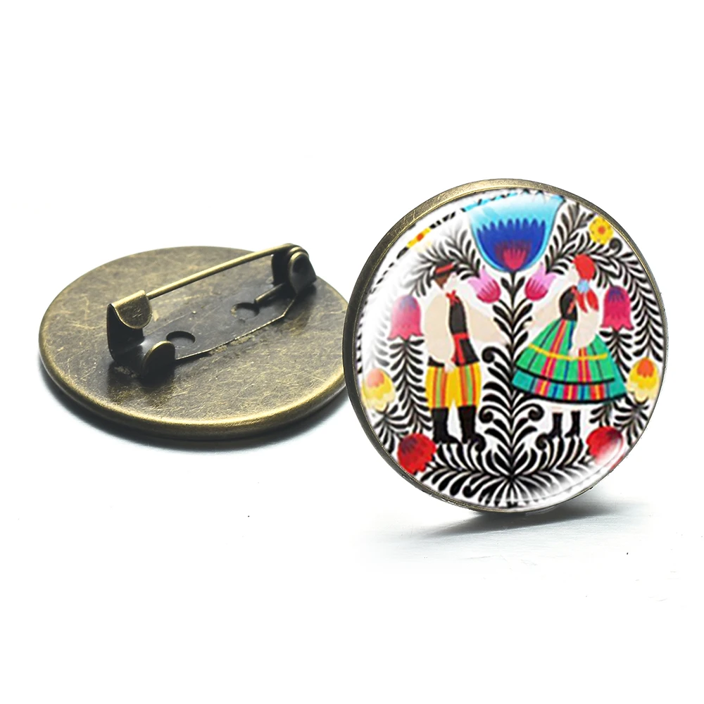 Азиатских Винтаж современный порез цветочным узором Броши лак народное