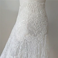 off white super heavy full beaded sequins embroidery lace fabric by the yard bridal lace fabric wedding dress fabric