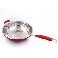 master star high quality stainless steel wok red non stick large wok kitchen cookware inductionfire use cooker