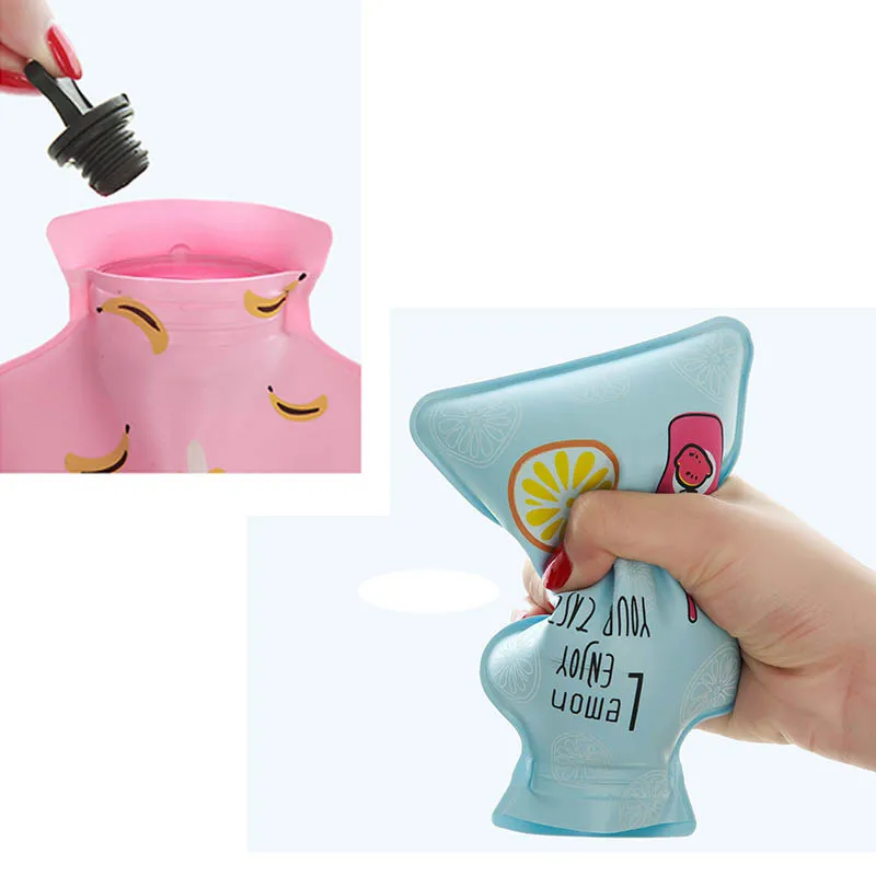 

Hot water bottle water injection Mini cartoon explosion-proof hot water bag for children and students 16x10.5cm