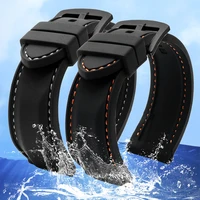 for mido citizen bm8475 hand aw5000aw0010 eco drive watch band black orange suture waterproof silicone rubber 20 22 22 24mm